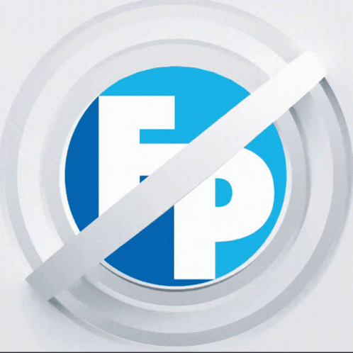 A Blue And White Logo For A Company Called Fp GIF