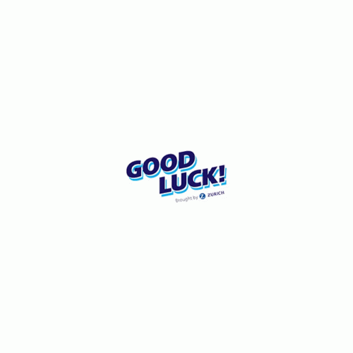 A Blue And White Logo For Good Luck Brought By Zurich GIF