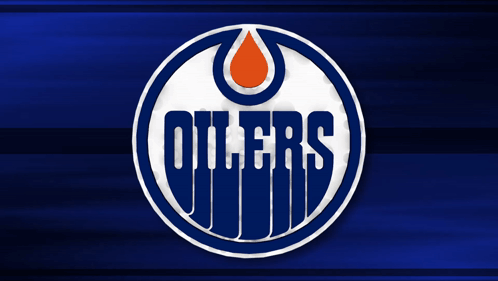 A Blue And White Logo For The Oilers GIF