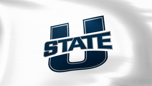 A Blue And White Logo For The University Of Utah GIF