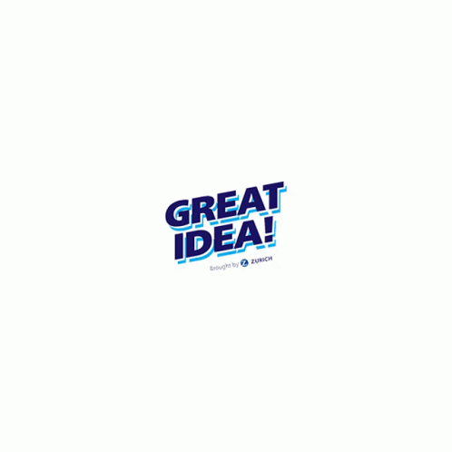 A Blue And White Logo That Says " Great Idea " GIF