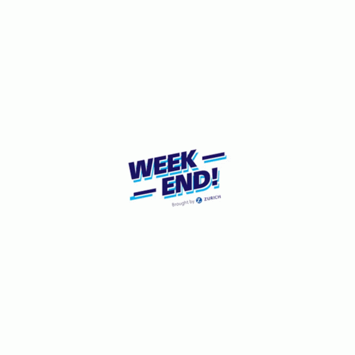 A Blue And White Logo That Says Week End GIF