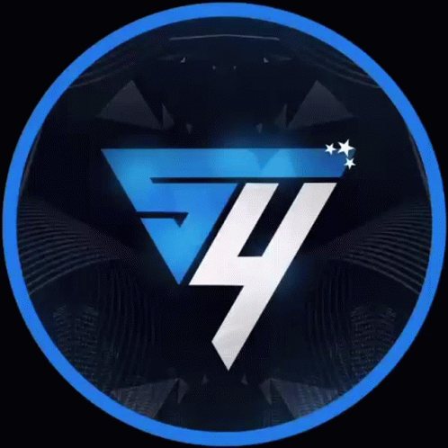 A Blue And White Logo With The Number 74 In The Middle GIF