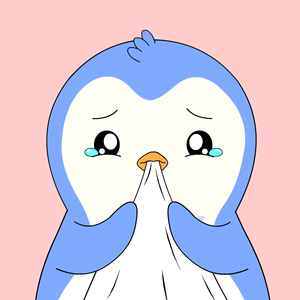 A Blue And White Penguin Is Crying And Covering Its Mouth With Its Hands GIF