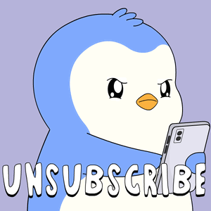 A Blue And White Penguin Is Holding A Cell Phone With The Word Unfollow Written Below It GIF