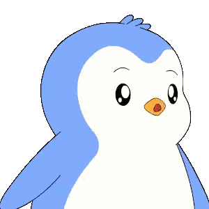 a blue and white penguin with a red beak