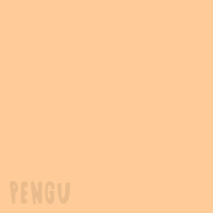 A Blue And White Penguin With A Yellow Beak Is Standing On An Orange Background GIF
