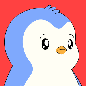A Blue And White Penguin With A Yellow Beak Looks At The Camera GIF
