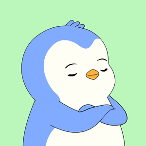 A Blue And White Penguin With Its Arms Crossed And A Sad Look On Its Face GIF