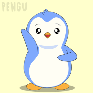 A Blue And White Penguin With The Word Pengu On The Bottom Right GIF