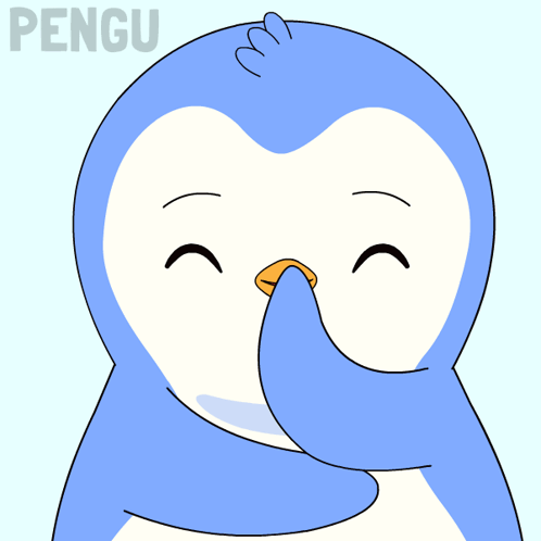 A Blue And White Penguin With The Word Pengu Written Below It GIF