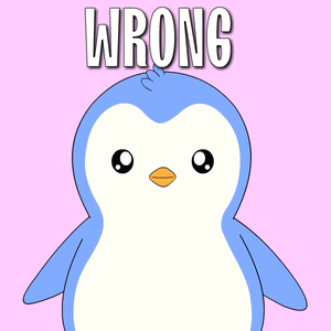 A Blue And White Penguin With The Word Wrong Written On It GIF