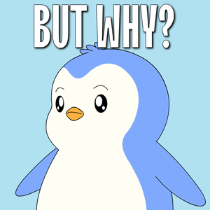 A Blue And White Penguin With The Words But Why Above It GIF