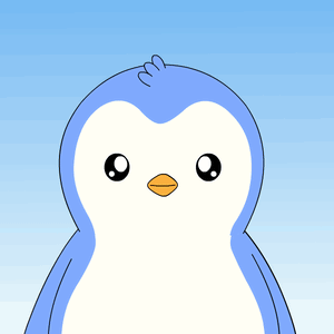 a blue and white penguin with the words hello written above it