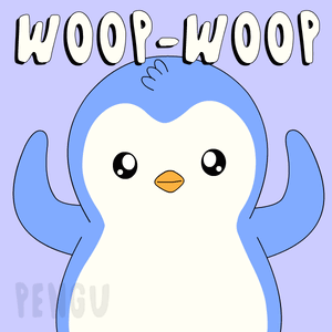 A Blue And White Penguin With The Words Woop-Woop Written Above It GIF