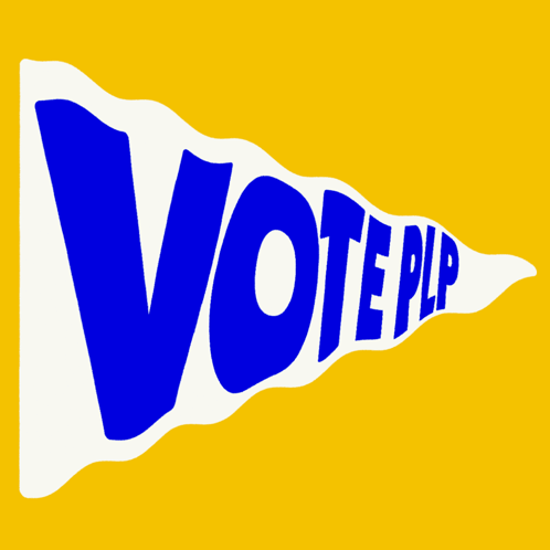 A Blue And White Pennant That Says Vote Pnp On A Yellow Background GIF