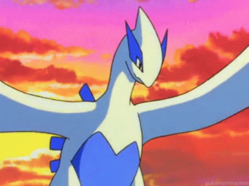 A Blue And White Pokemon With Its Wings Spread GIF