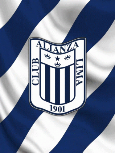 A Blue And White Striped Background With A Logo For Club Alianza Lima GIF