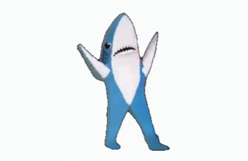 Blue And White Stuffed Shark Dancing With Open Mouth GIF
