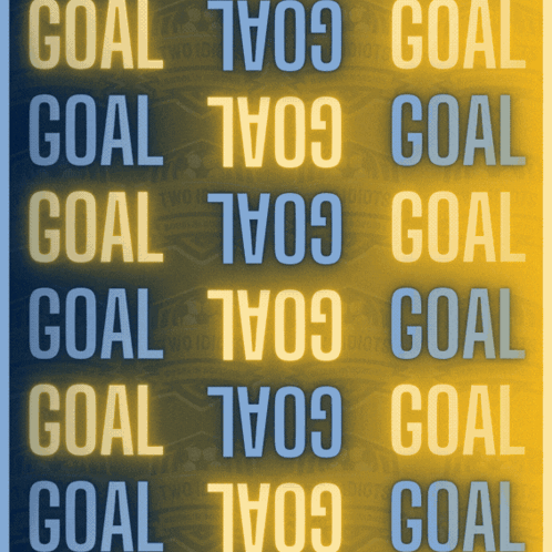 a blue and yellow background with the word goal in the center