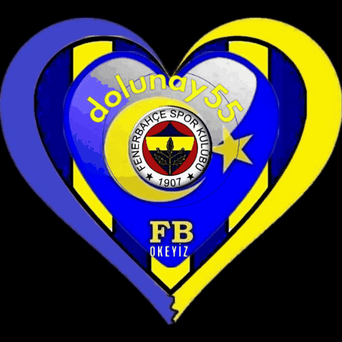A Blue And Yellow Heart Shaped Logo For Fenerbahce Sport Club GIF