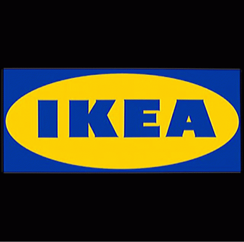 a blue and yellow logo for ikea with a black background
