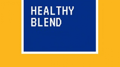 A Blue And Yellow Sign That Says " Healthy Blend Loading " GIF