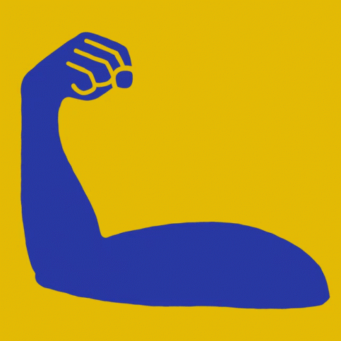 A Blue Arm With The Words It Takes Strength To Be On It GIF