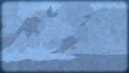 A Blue Background With A Globe In A Circle GIF