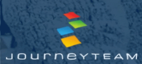 A Blue Background With A Journey Team Logo GIF