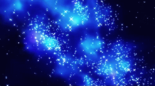 A Blue Background With A Lot Of Stars Floating In The Air GIF