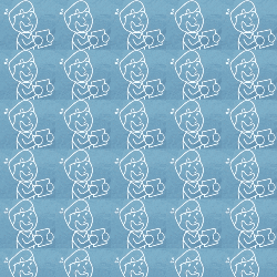 A Blue Background With A Pattern Of People Holding Cards GIF
