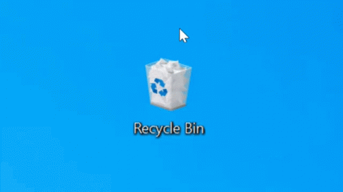 A Blue Background With A Recycle Bin Icon On It GIF