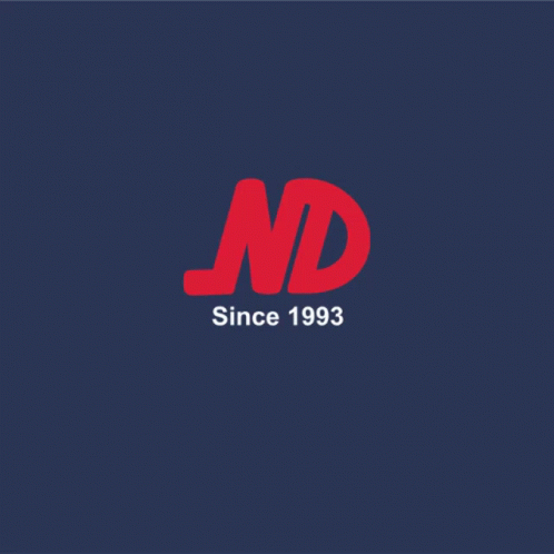 a blue background with a red nd since 1993 logo on it
