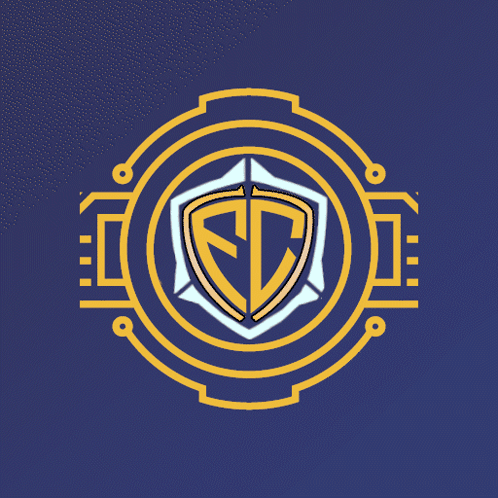 a blue background with a white circle in the center