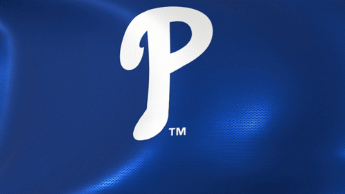 A Blue Background With A White Letter P And The Tm Logo GIF