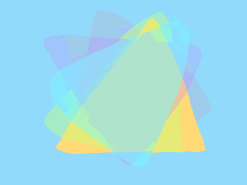 A Blue Background With A Yellow And Blue Triangle In The Middle GIF