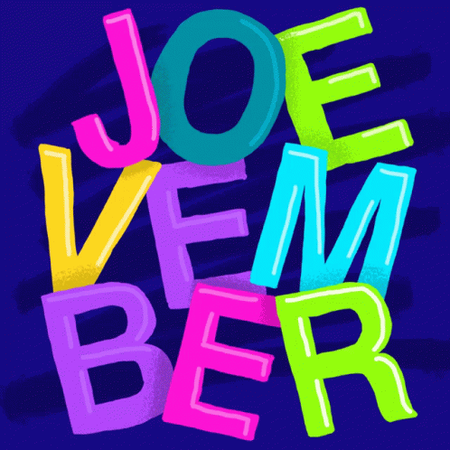 A Blue Background With Colorful Letters Spelling Out The Name Joe GIF