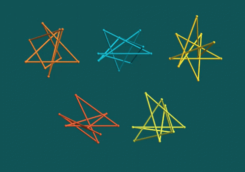 A Blue Background With Four Different Colored Stars GIF