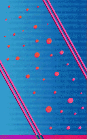A Blue Background With Pink Lines And Orange Dots On It GIF
