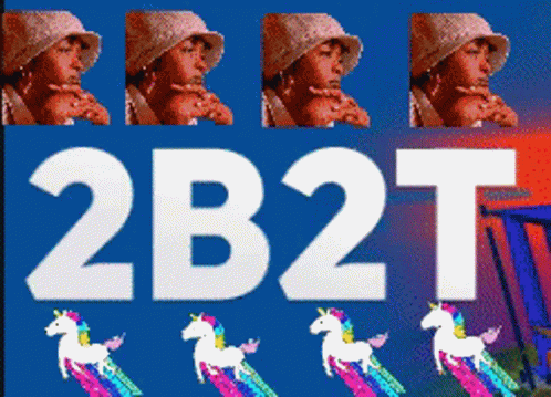 A Blue Background With The Letters 2B2t On It GIF