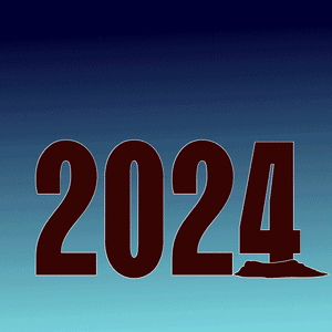 A Blue Background With The Number 2024 In Red Letters GIF