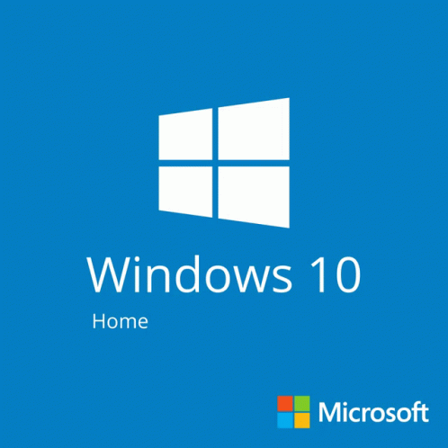 A Blue Background With The Windows 10 Home Logo And Microsoft Logo GIF