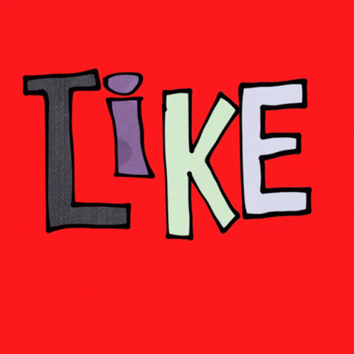 A Blue Background With The Word Like Written In Different Colors GIF
