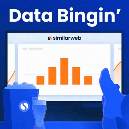 A Blue Background With The Words Data Bingin ' GIF