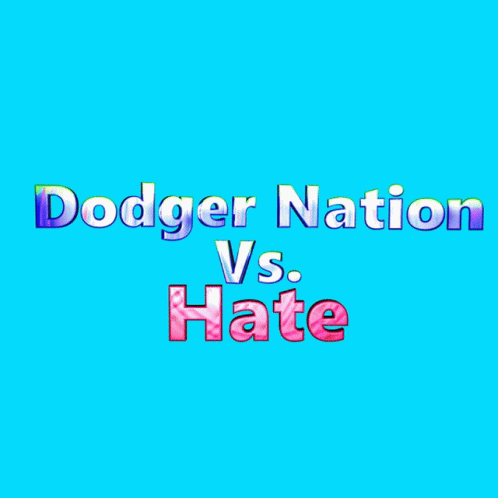 A Blue Background With The Words Dodger Nation Vs GIF