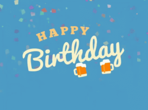 A Blue Background With The Words Happy Birthday Written On It GIF