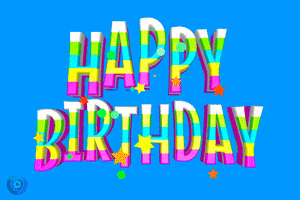 A Blue Background With The Words Happy Birthday Written On It GIF