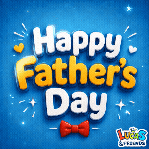 a blue background with the words happy father 's day and lucas & friends