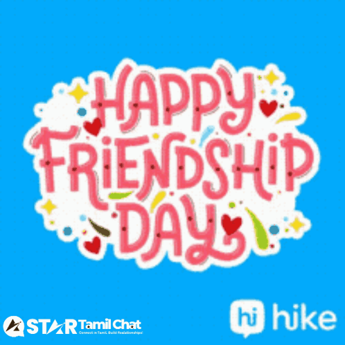 A Blue Background With The Words Happy Friendship Day GIF